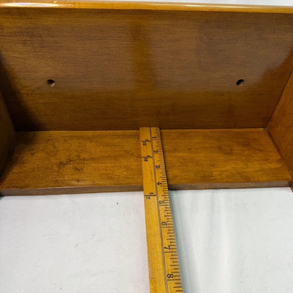 Vintage Solid Wood Wall Shelf Scalloped Floating Display Brown Farmhouse 16.5in